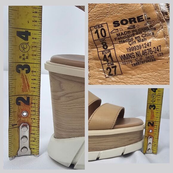 Sorel Joanie III Ankle Strap Sandals Sandals Platform Multi-Strap Tan 10 Chunky - Picture 12 of 14